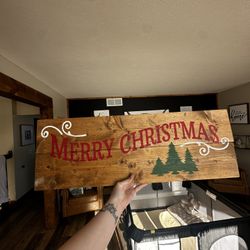 Merry Christmas Wooden Sign 