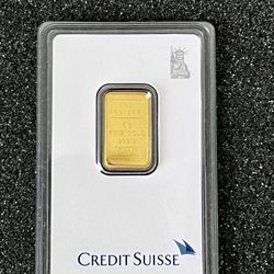 5g Credit Suisse Gold Bar – Statue of Liberty – New Assay – .9999 Fine