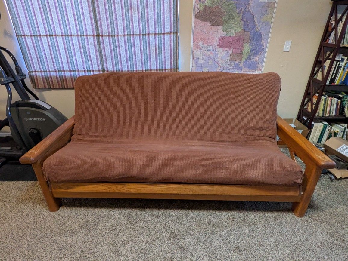Wooden Frame Futon With Mattress