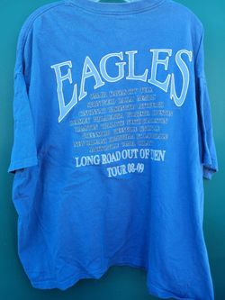 Used Eagles Long Road Out Of Eden 2008 Tour 2xl blue T-shirt h13clf 25 &K6-
