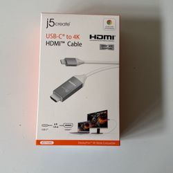 J5Create USB-C To 4K HDMI Cable Connecter New Sealed