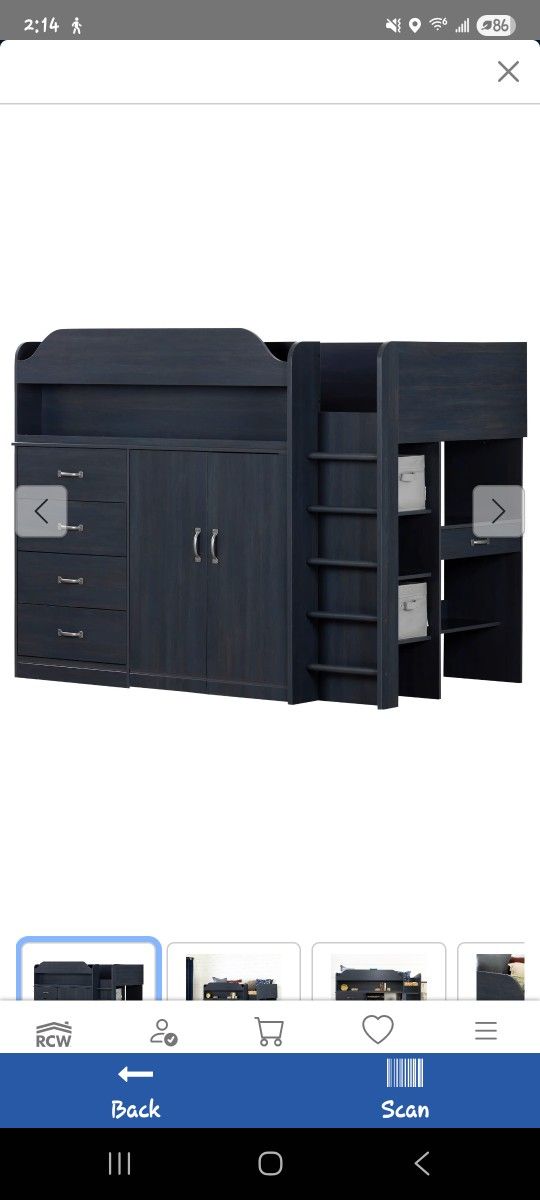 Asten Contemporary Blue Twin Loft Bed