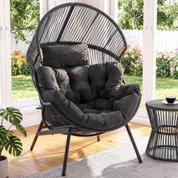 Egg Chair for Outdoor & Indoor, Oversized Patio Wicker Chair