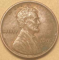 1910-S  LINCOLN ONE CENT