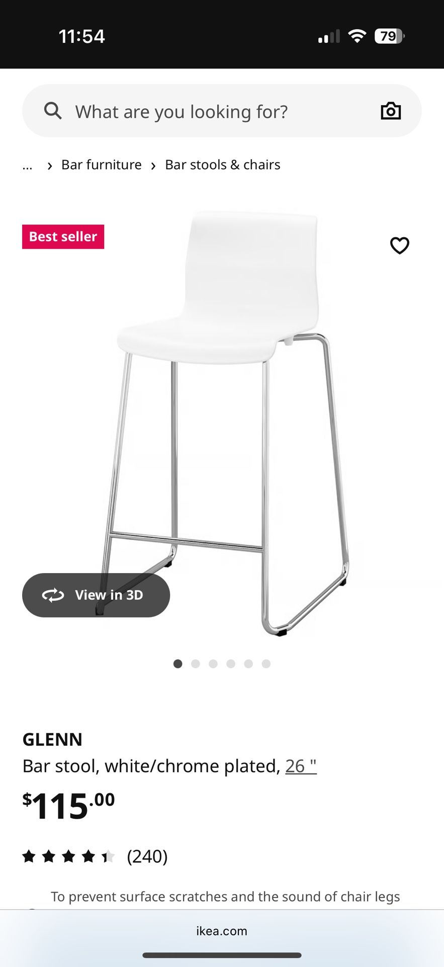 4 White Bar Stools