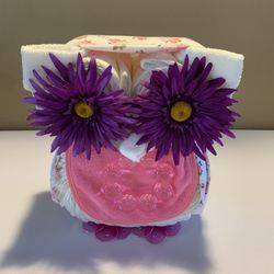 Owl Diaper Cake - Pink
