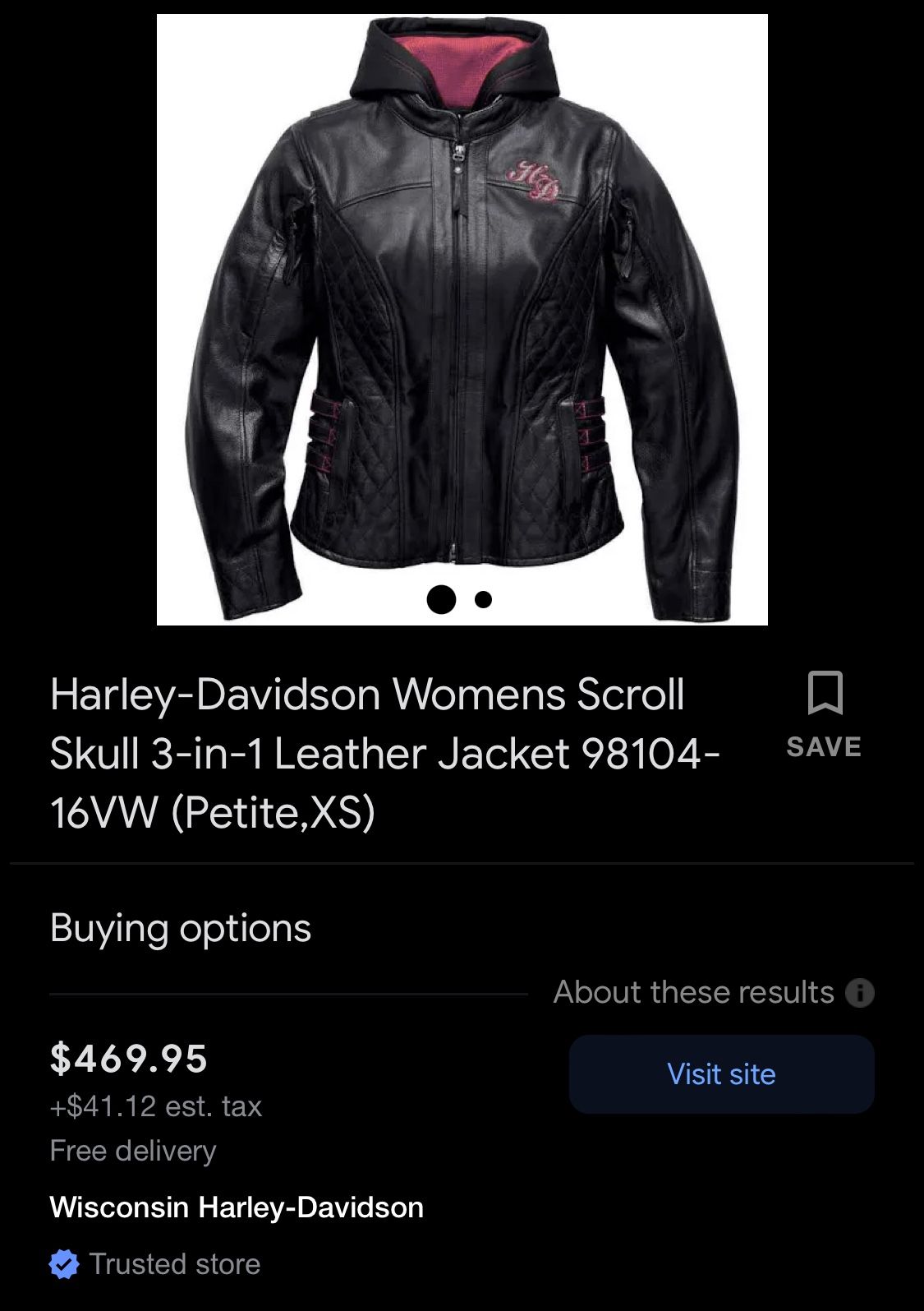 HarleyDavidson Womens Scroll Skull 3in1 Leather Jacket for Sale in