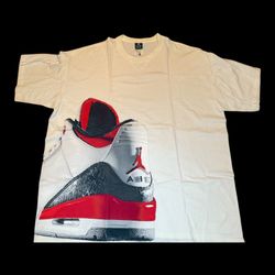 Jordan 3 (Fire Red) White T-Shirt Size 2XL