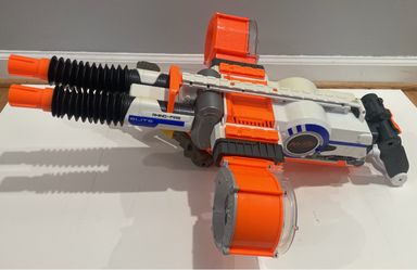 NERF GUN N-Strike Elite Rhino Fire Blaster Dual Feed 2 Barrel + 2 Druns + Tripod
