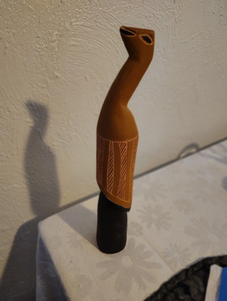 Hand Carved Wooden Bird. African Tribe. 10 Inches Tall