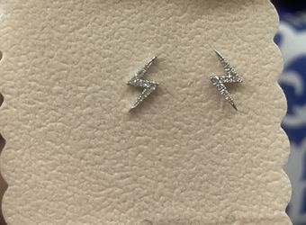 Lightening Bolt 14k Diamond Earring