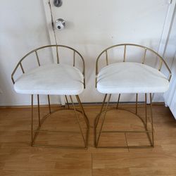 Set of 2 Gold and White Counter Stools