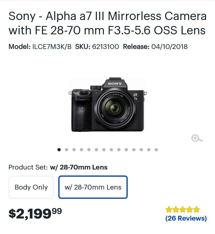 SONY A7III WITH 28-70 3.5 to 5.6 OSS Lens