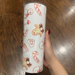 Custom 20oz Pink Christmas Stainless Steel Skinny Tumbler