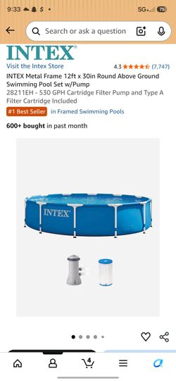 Intex Metal Frame 12ft x 30in Above Ground Pool Set