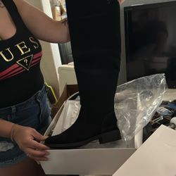 Black Suede Boots Size 9.5 New Never Worn 