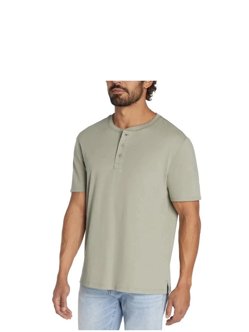 GAP Men’s Short Sleeve Henley Tee, Green, Size S
