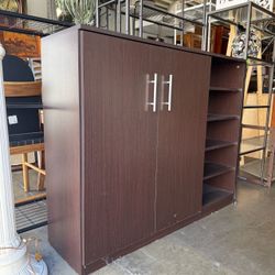 Utility Cabinet Shoe Storage Cabinet with 2 Doors Espresso Good Condition