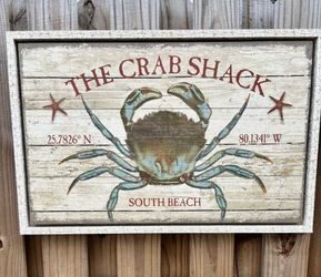 Vintage style Heavy Wood Sign Crab Shack South Beach Latitude