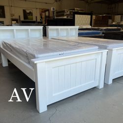 2 White Twin Beds And 2 Foam Mattresses 