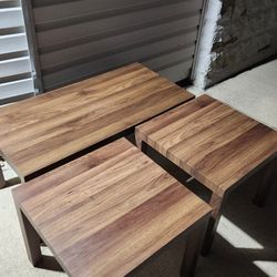 Woodgrain Coffee Table with Matching End Tables