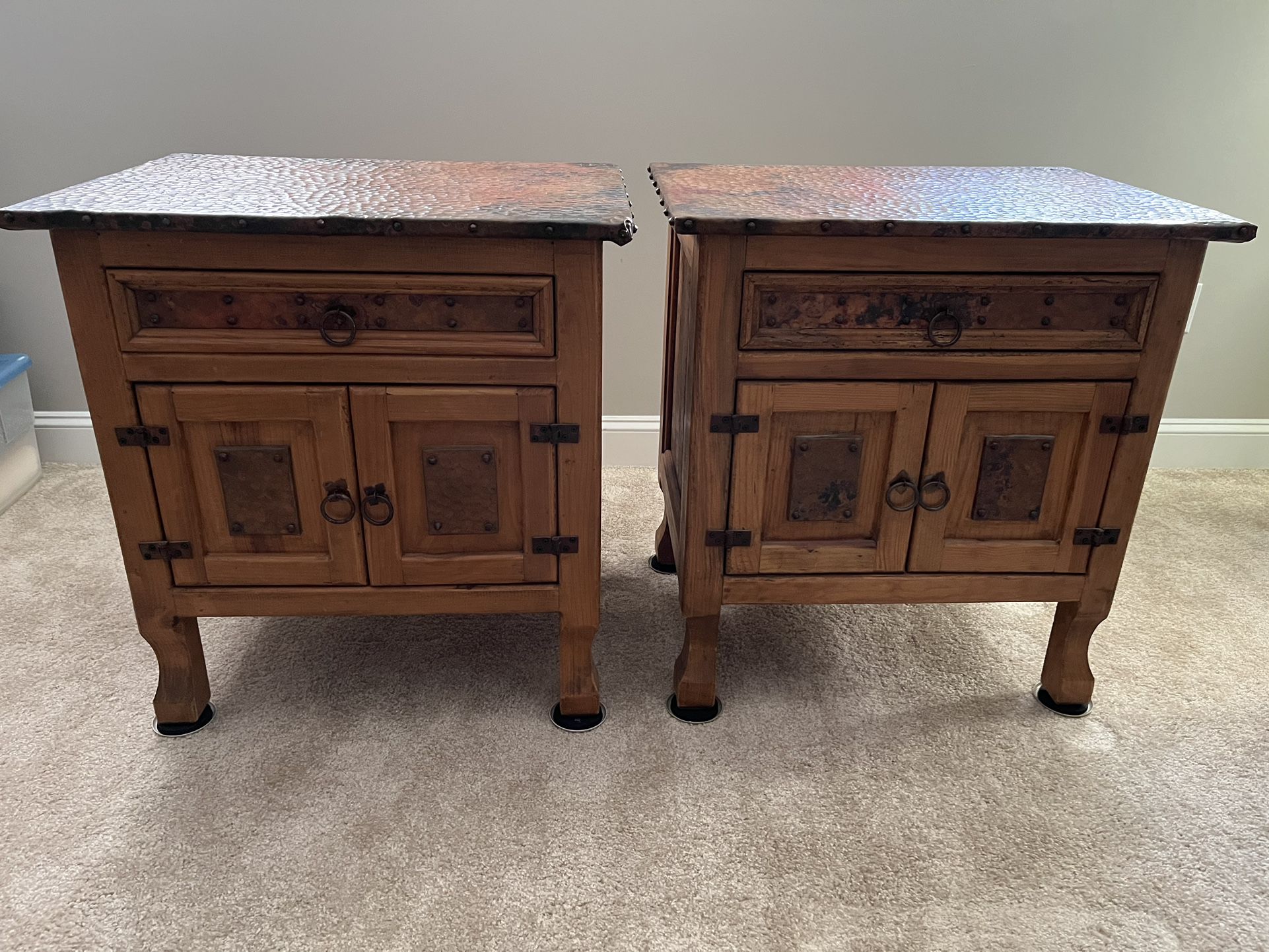 Nightstands / End Tables Hand-Hammered Copper Top and Wood