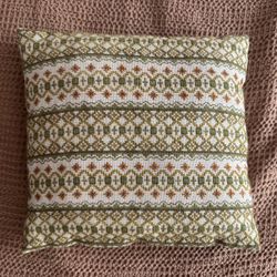 Vintage Cross-Stitch Embroidered Throw Pillow