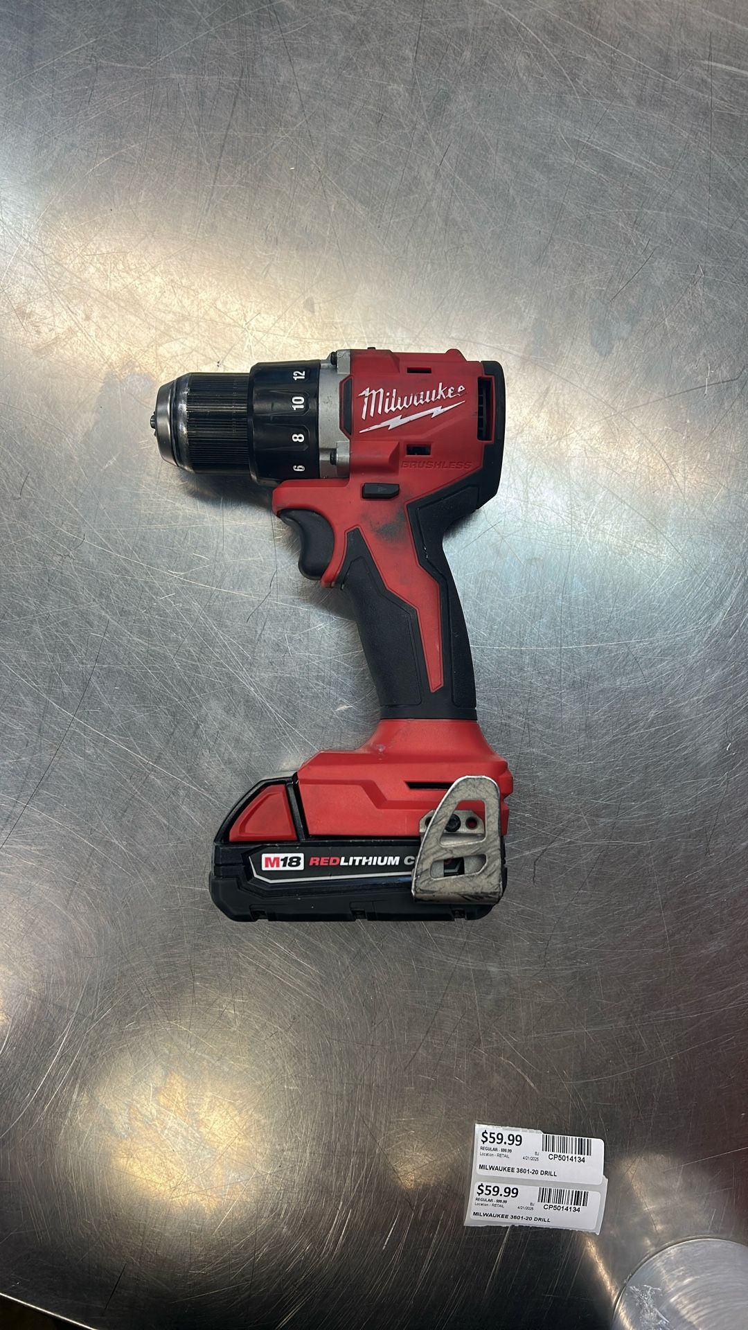 Milwaukee brushless half inch drill driver with CP 2.0 battery