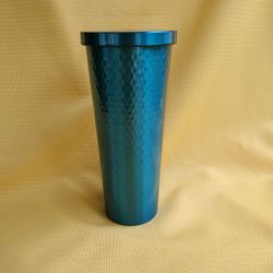 Dunkin Donuts Hammered Blue Sipper Tumbler