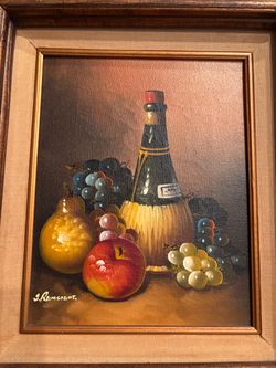 Vintage J. Remstedt Framed Still Life Oil Painting 8”W x 10”H