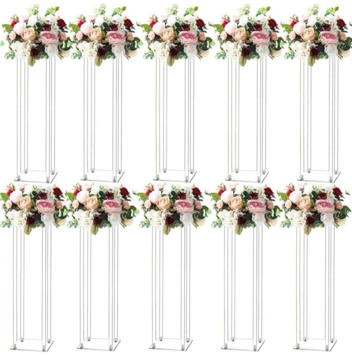 31.5inch 10 Set Acrylic Flower Vase Column Stand Wedding Flower vase Wedding Centerpieces for Tables