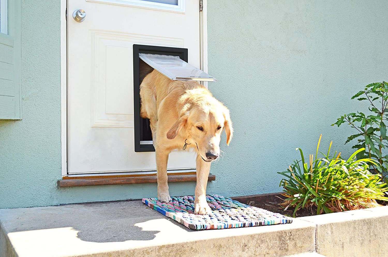 Endura Flap Pet Door for Doors Single Flap in Black | Extra Insulated & Cold Weather Dog Door | Aluminum Pet Door | Indoor or Outdoor | Easy to Instal