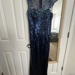 Sequin Navy Blue Formal/Prom Dress 