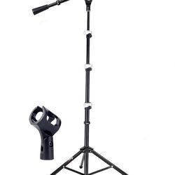 New! Portable Microphone Stand, Mic Stand with Telescopic Boom Arm