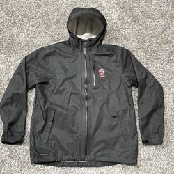 Men’s NIKE ‘Stanford Cardinal’ Charcoal Gray Nylon Storm-Fit Hooded Jacket - Size Large 