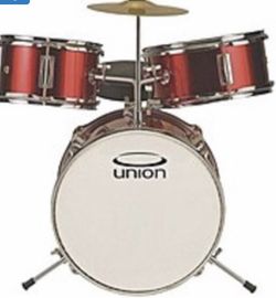 Uniondrums 3 Piece Toy Drum Set. Metallic Red
