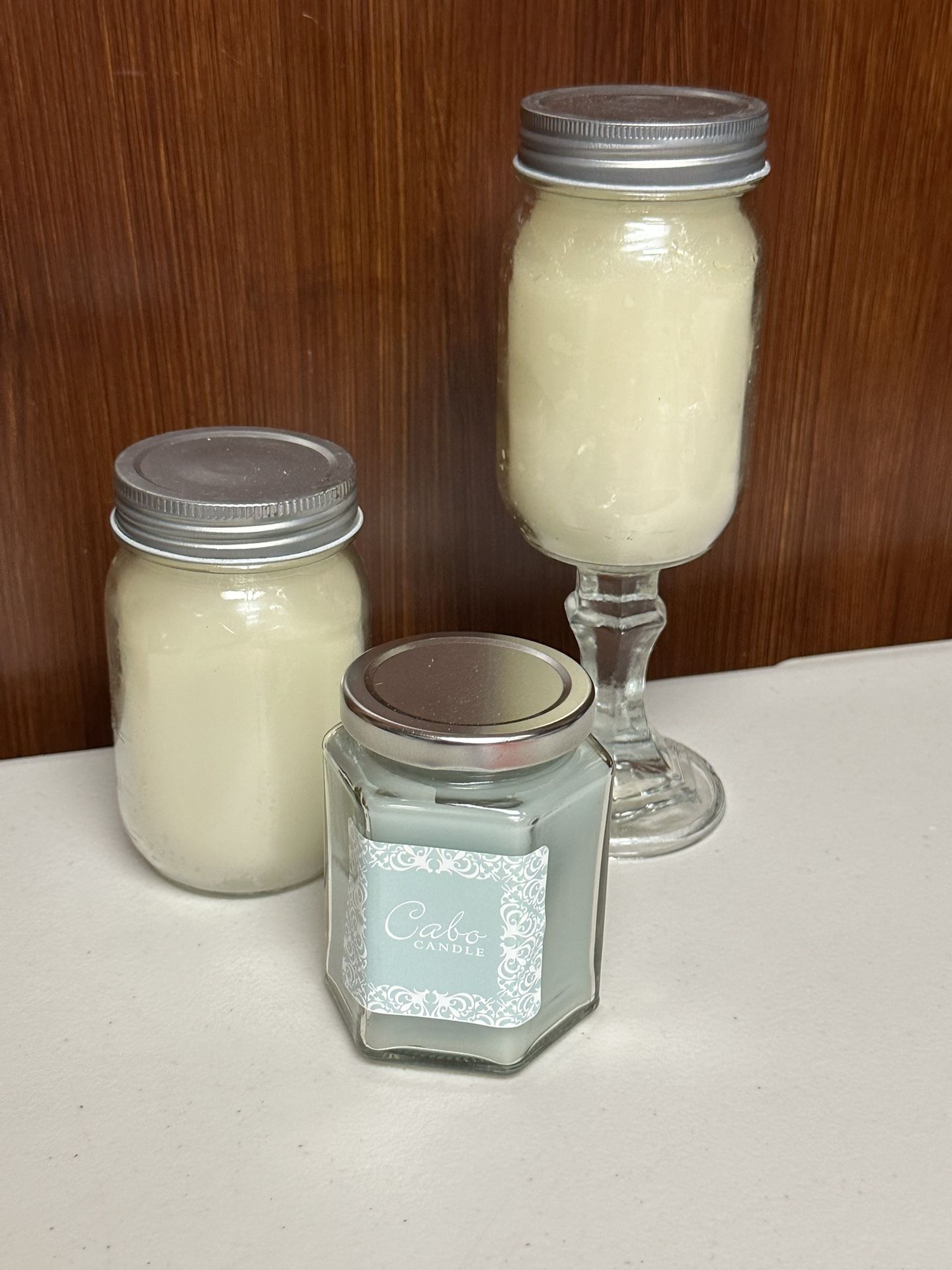 Bundle Candles Gardenia and eucalyptus in mason jars 