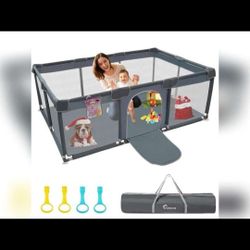 Baby Playpen,71 * 48IN Play Yard for Babies and Toddlers,Toddler Play Area Indoor,Sturdy Play Yard with Gate, Safety Baby Playpen with Soft Breathable
