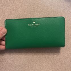 Kate Spades Newyork Green Leather Wallet 