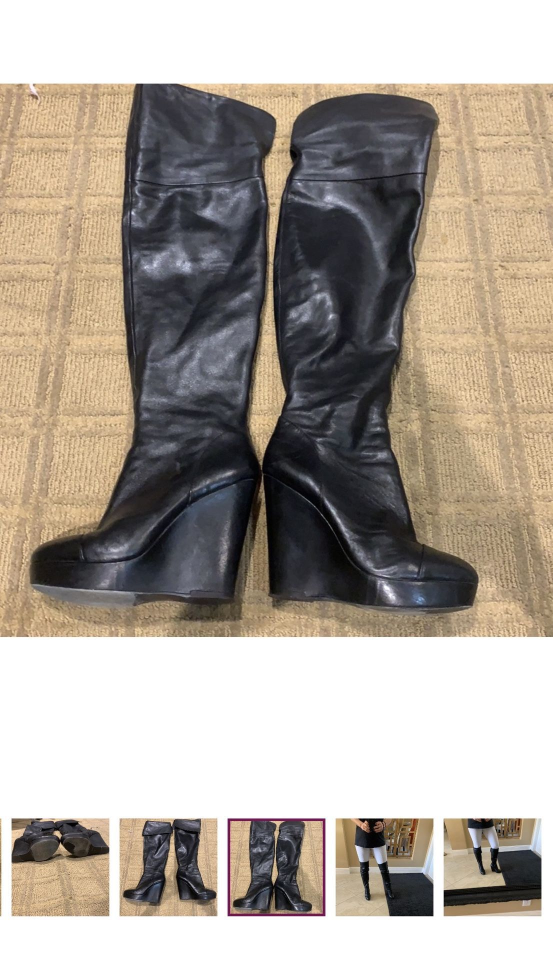 Real Leather Boots Knee-High