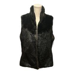 Simply Vera by Vera Wang Brown Faux Fur Vest Women's Size L Lined Pockets Vegan