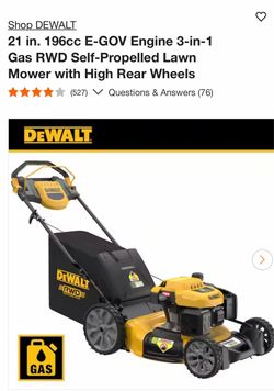 Shop DEWALT 21 in. 196cc E-GOV Engine 3-in-1 Gas RWD Self-Propelled Lawn Mower with High Rear Wheels