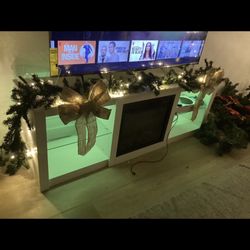 tv stand electric fireplace led