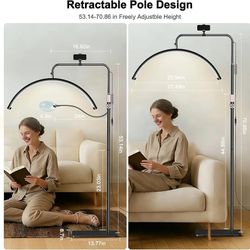 28" Half Moon Lash Light - Lash Lamp with 4X Magnifier & Phone Holder,Esthetician Light for Eyelash Extensions,Nail Art,Tattoo,Skincare,Salon,Adjustab