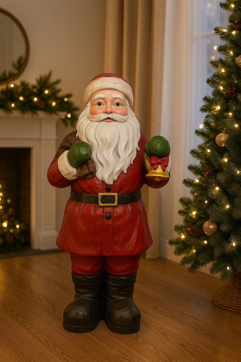48” Santa Claus Christmas Statue Poly resin – Indoor/Outdoor Holiday Decoration