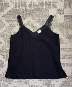 CAMI NYC  Lace  Silk Black Camisole Size Large