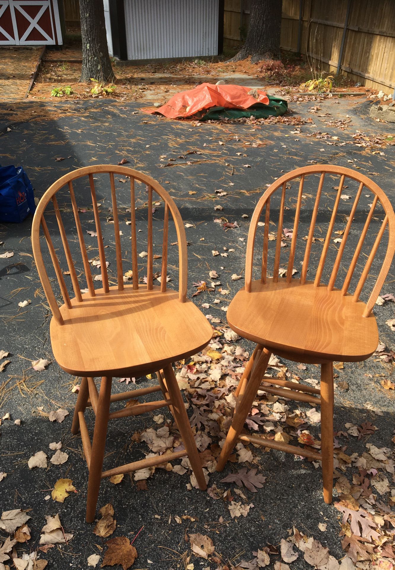 Wooden swivel chairs