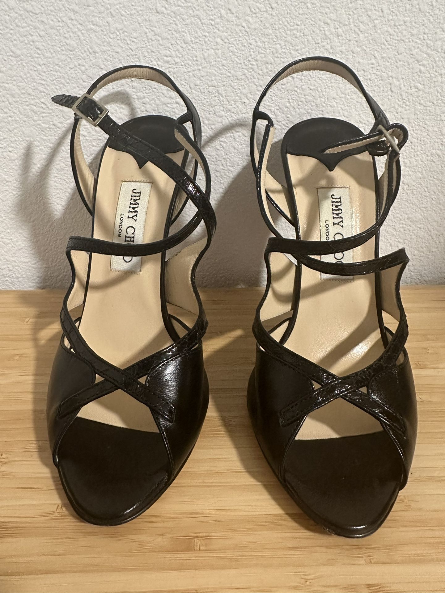 Jimmy Choo Toyah Heels – Size 38 (8) – Black Leather – Original Box 