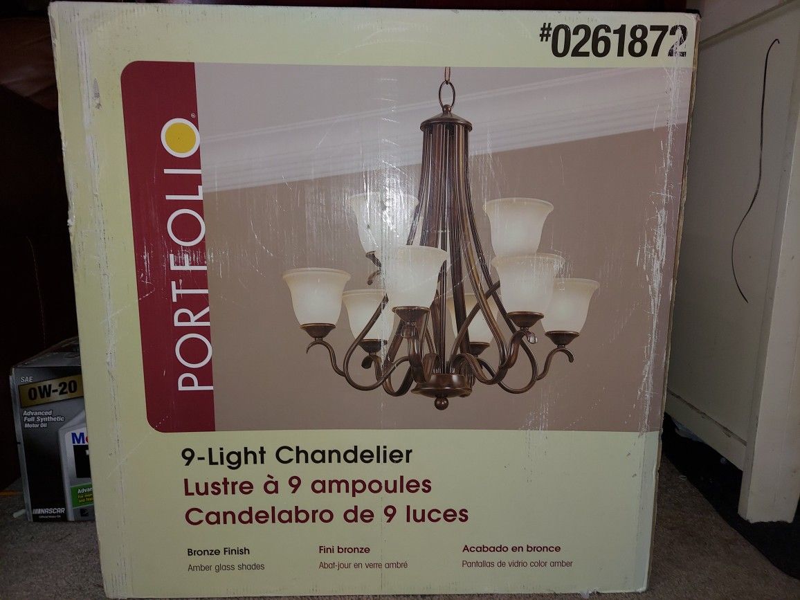 Beautiful 9 light chandelier. Can deliver