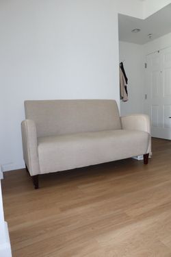 Small 2 seater tan linen couch